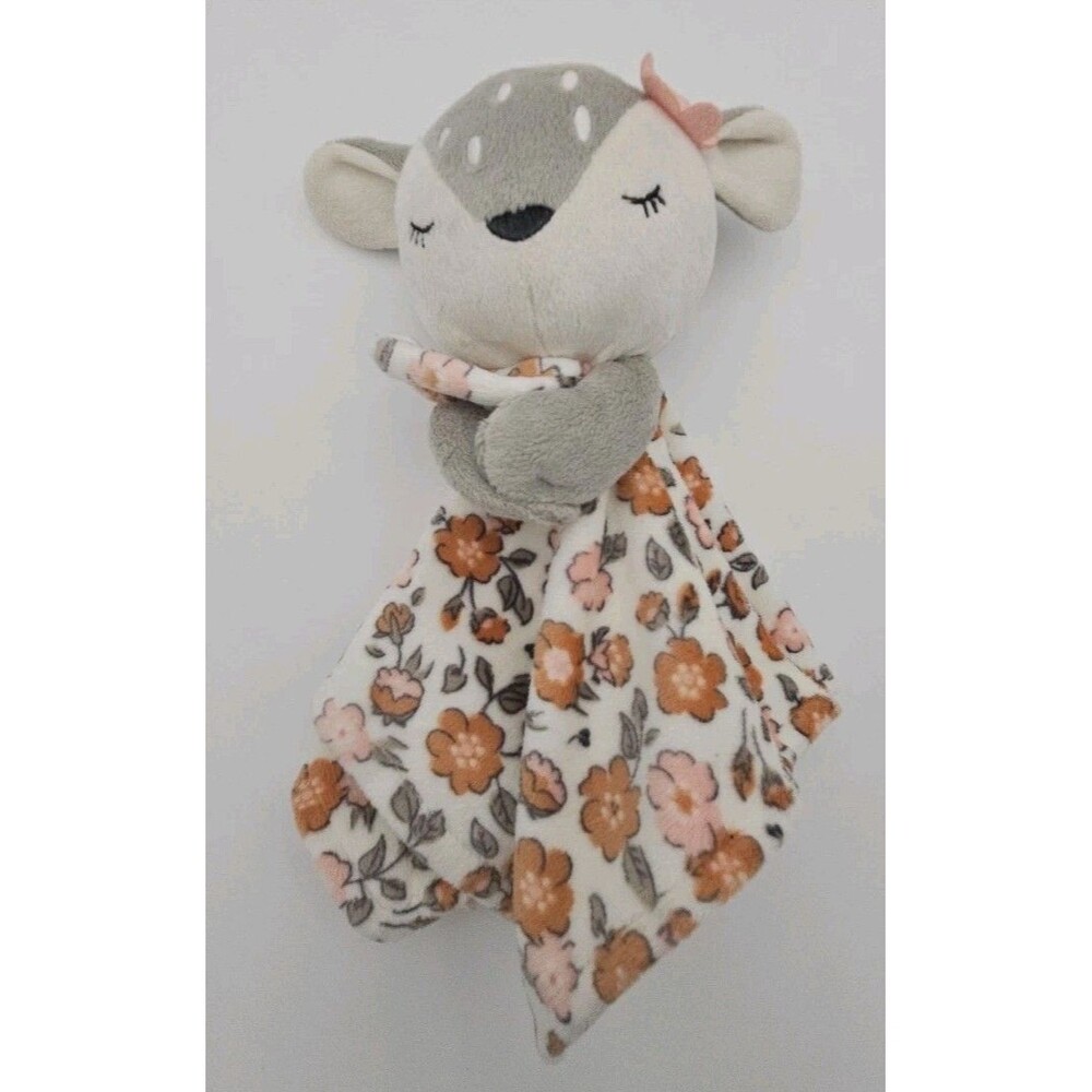 Modern Moments Gerber Deer Lovey Security Baby Blanket Pink Floral Plush 12"